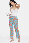 Zivame Blotched Bloom Woven Pyjama - Pool Blue — thumbnail 4